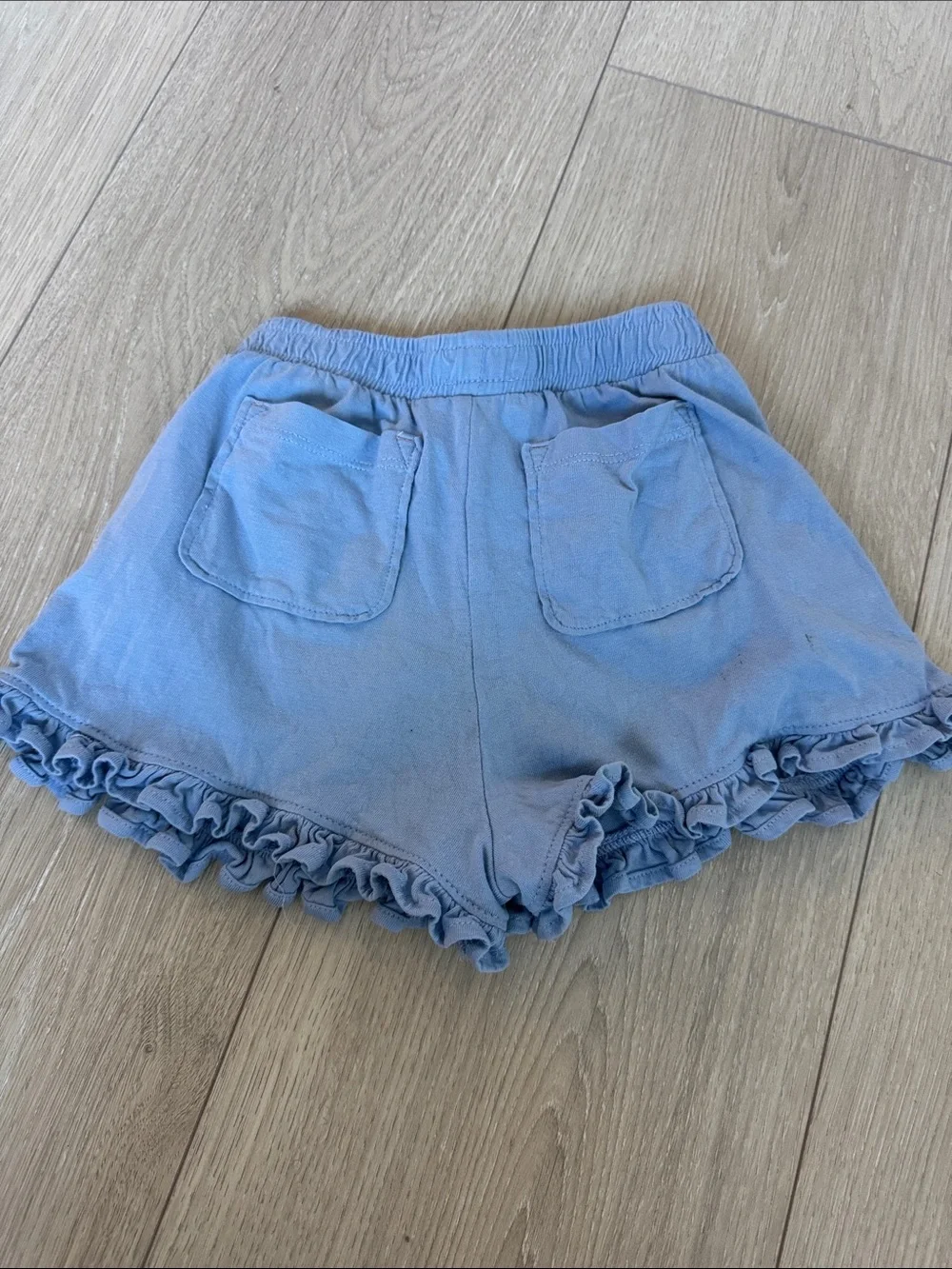 Ralph Lauren Blue Knit Ruffle Skort with Pink Bow Accent